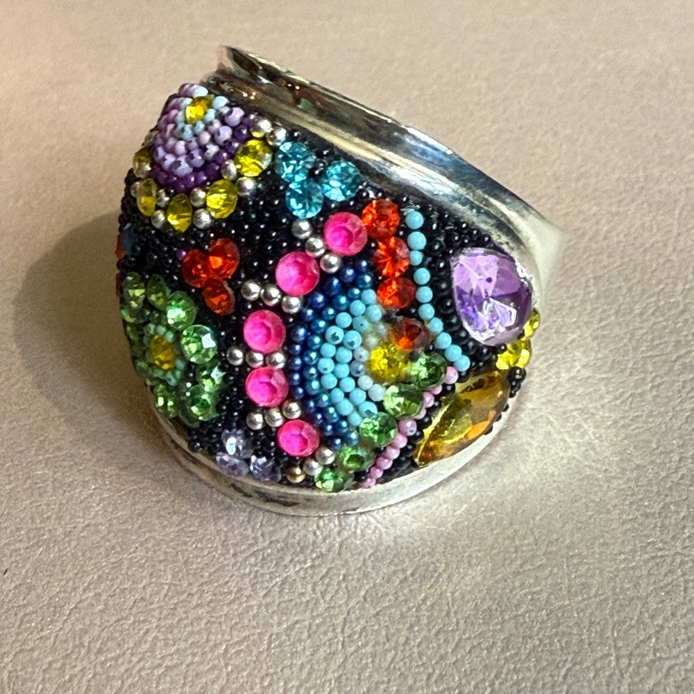 Colorful Sparkling Mosaico Crystal Ring Sterling Silver NWOT - Picture 3 of 10